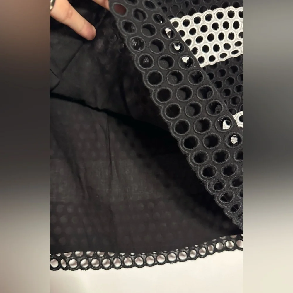 MICHAEL Michael Kors Eyelet Skirt Black & White Stripe Cotton 8